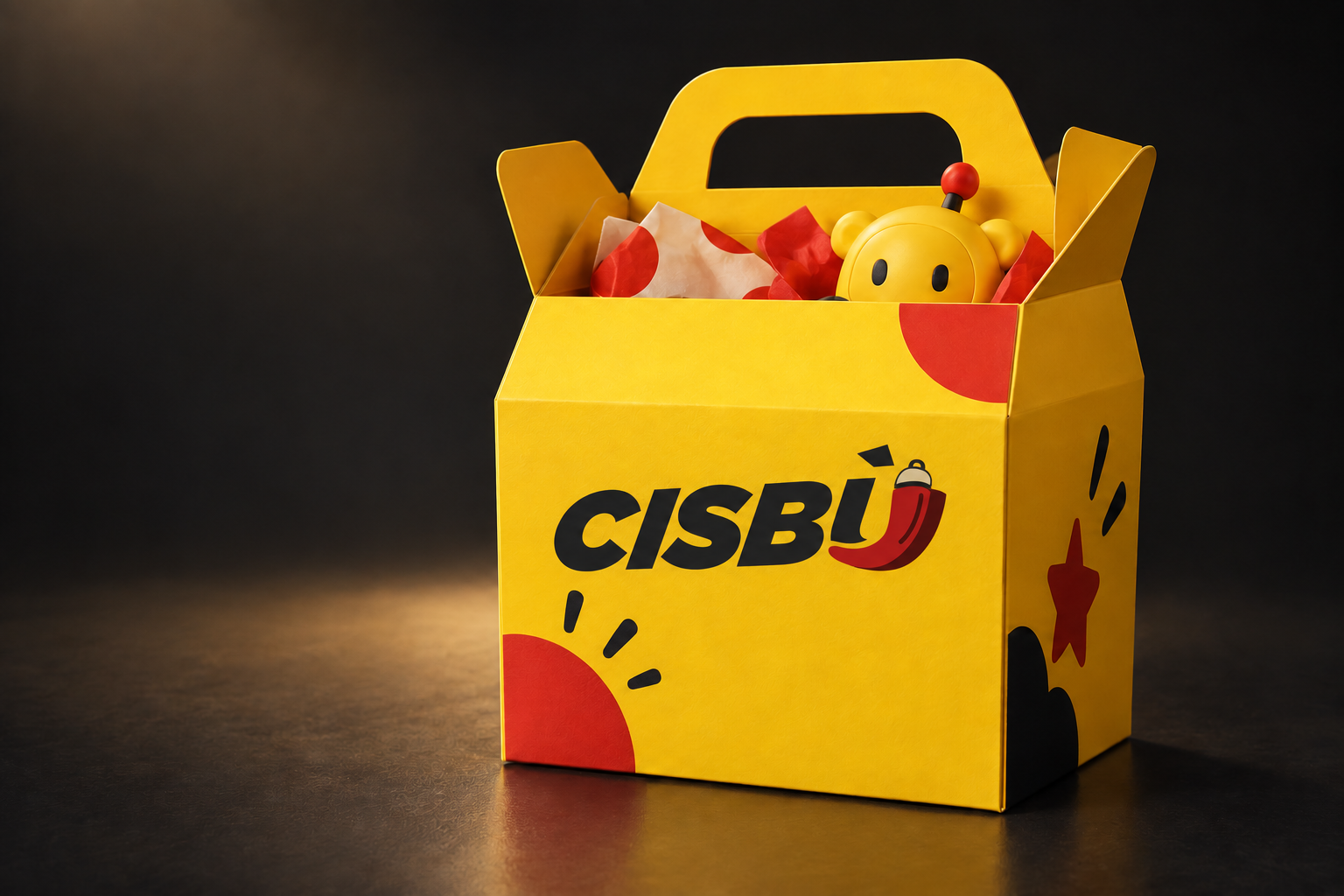 Mockup concettuale di una T-Box Cisbù con il logo sul packaging
